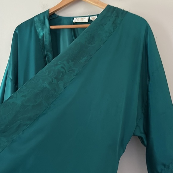Vintage Victoria's Secret Emerald Green Robe Tie Waist One Size - Picture 7 of 15
